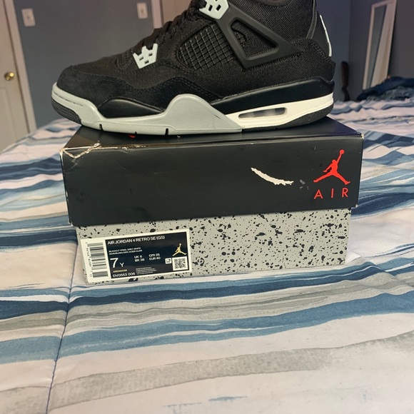 Air Jordan 4 Black Canvas GS SIZE 7 - Picture 7 of 7